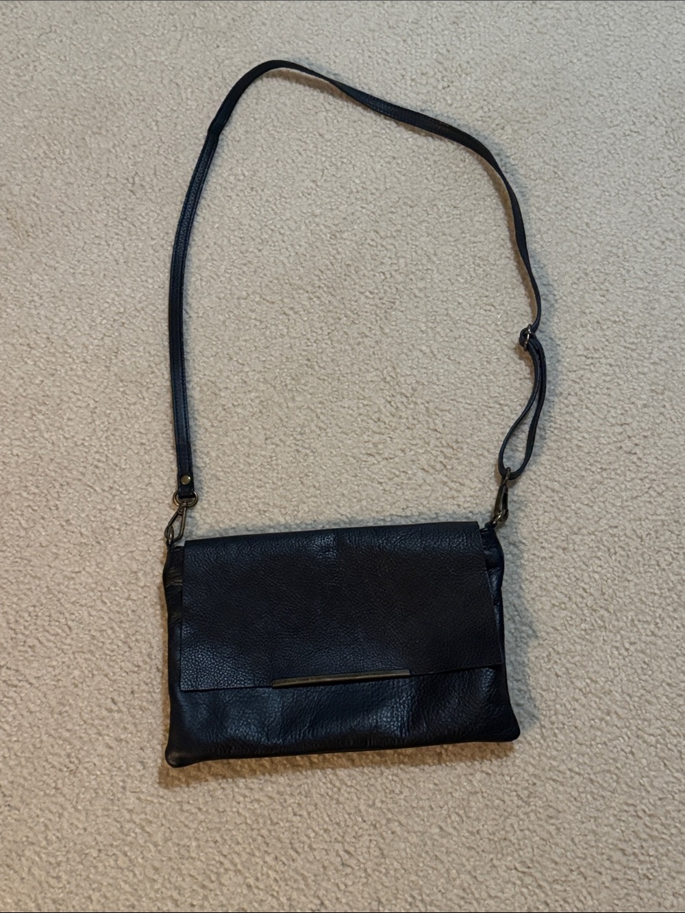Classic Black Leather Crossbody Bag - purchased in Italy